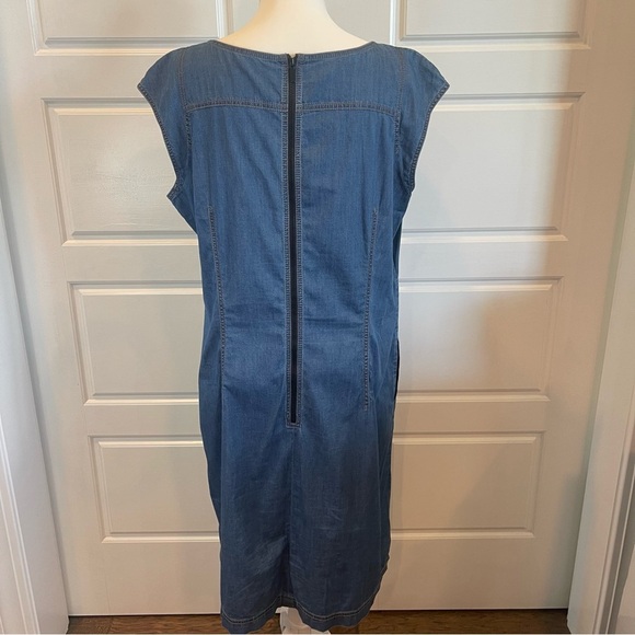 Lafayette 148 New York Chambray Cap Sleeve Dress Size Large - Picture 6 of 14